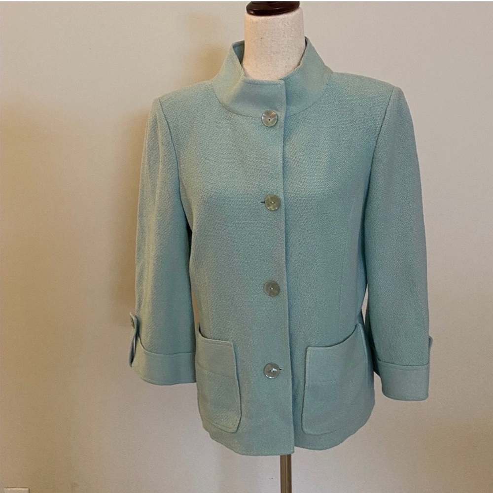Vintage St. John Mint Santana Knit Jacket – Made in USA – Size 10